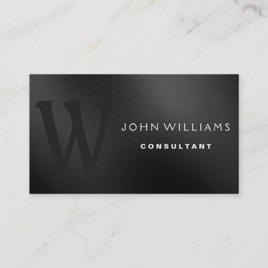 黒い金属の専門のモダンなモノグラム 名刺 (正面)