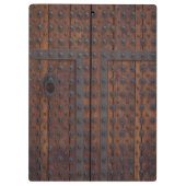 黒い金属の補強材を備えた古い木製ドア クリップボード (裏面)