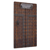 黒い金属の補強材を備えた古い木製ドア クリップボード (右)