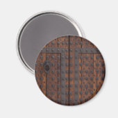 黒い金属の補強材を備えた古い木製ドア マグネット (正面/裏面)