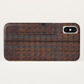 黒い金属の補強材を備えた古い木製ドア Case-Mate iPhoneケース (裏面(横))