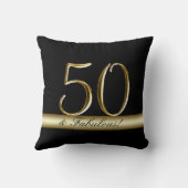 黒い金属金ゴールドの第50誕生日 クッション (裏面)
