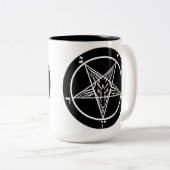 黒い金属SATAN Baphometのコーヒー・マグ666 ツートーンマグカップ (正面右)