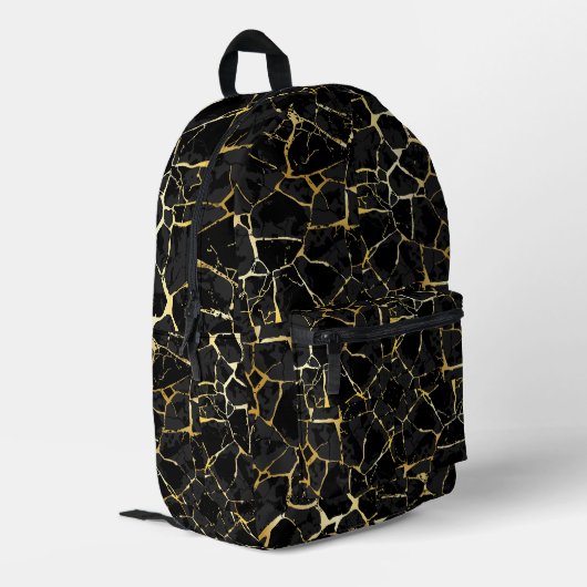黒い金継ぎの金の脈 プリントバックパック (裏面左端)