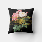 黒い金貨のライオンの紋章の鎖のばら色の花柄 クッション (裏面)