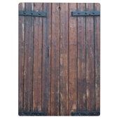 黒い鉄の支えのある古い茶色の木製のドア クリップボード (裏面)