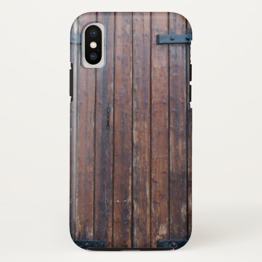 黒い鉄の支えのある古い茶色の木製のドア Case-Mate iPhoneケース (裏面)