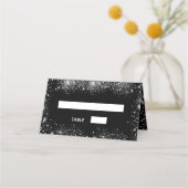 黒い銀のグリッターの輝結婚き プレイスカード (正面)