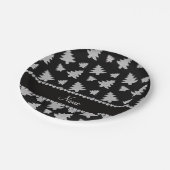 黒い銀パーソナライズされた色のクリスマスツリー ペーパープレート (アングル)