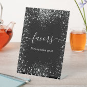 黒い銀色のグリッターのちりは、標識を好む 台座サイン (インサイチュ)