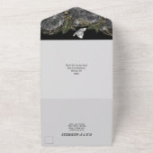 黒い銀色のチョウバラフローラチック  オールインワン招待状 (外側)