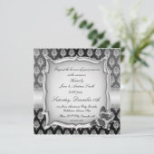 黒い銀色の蝶形エレガント宝石の招待 招待状 (スタンド正面)