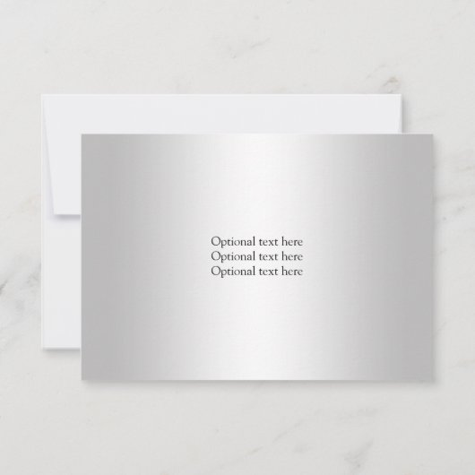 黒い銀製のダマスク織の赤い宝石RSVPの招待状 出欠カード (裏面)