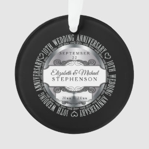 黒い銀製の写真の第10結婚記念日 オーナメント