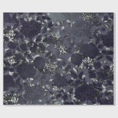 黒い銀製の白くモダンなヴィンテージの花柄Toile ラッピングペーパー (フラット)