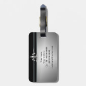 黒い銀製の（紋章の）フラ・ダ・リ ラゲッジタグ (裏面縦)