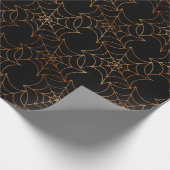 黒い銅スパイダーウェブパターンハロウィーン ラッピングペーパー (角)