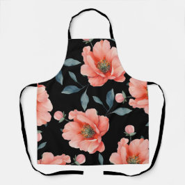黒い鍋敷きの花 エプロン