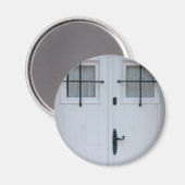 黒い鍛鉄細工のある白い木製のドア マグネット (正面/裏面)