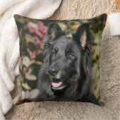 黒い長い髪のジャーマン・シェパード クッション (ブランケット)
