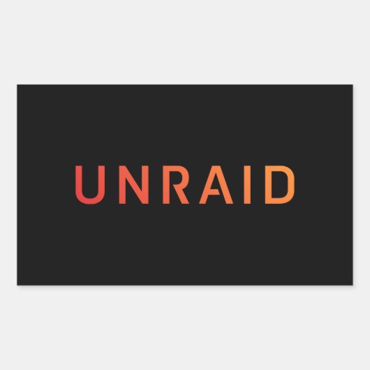 黒い長方形のステッカーにオレンジ色のアンレイド 長方形シール (正面)