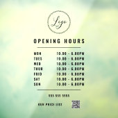 黒い開館時間ロゴQRコード透明 ウィンドウサイン (シート3)