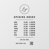 黒い開館時間ロゴQRコード透明 ウィンドウサイン (シート)