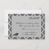 黒い闇のカラス ゴシックフレーム レスポンスカード 招待状 (正面)