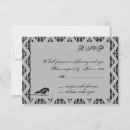 黒い闇のカラス ゴシックフレーム レスポンスカード 招待状