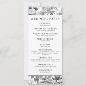 黒い陳腐なフローラ結婚式プログラムカード (裏面)