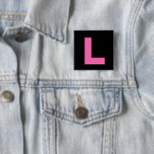 黒い雌鶏夜Lプレートのバッジのショッキングピンク 缶バッジ (インサイチュ)