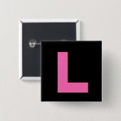 黒い雌鶏夜Lプレートのバッジのショッキングピンク 缶バッジ (正面&裏面)