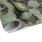 黒い離れ背景に緑の ラッピングペーパー (ロールコーナー)