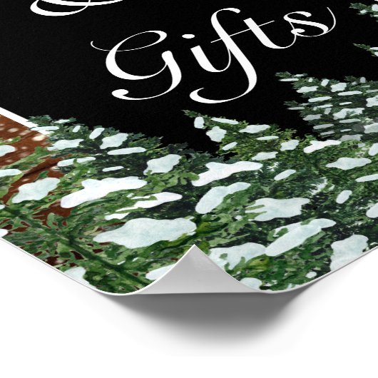 黒い雪の木と森のカードのギフト結婚ズ ポスター (角)