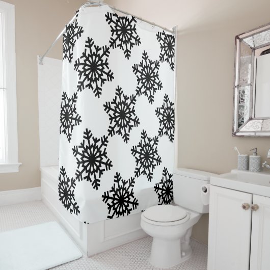 黒い雪片 シャワーカーテン (インサイチュ)
