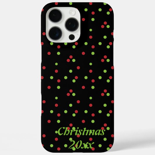 黒い電話ケースに赤と緑のポカドット Case-Mate iPhoneケース (裏面)