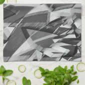 黒い霧雨の画像に灰色の筋が付いている キッチンタオル (折り畳み)