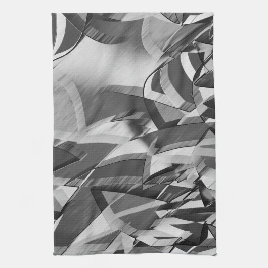 黒い霧雨の画像に灰色の筋が付いている キッチンタオル (縦)