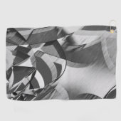 黒い霧雨の画像に灰色の筋が付いている ゴルフタオル (横)