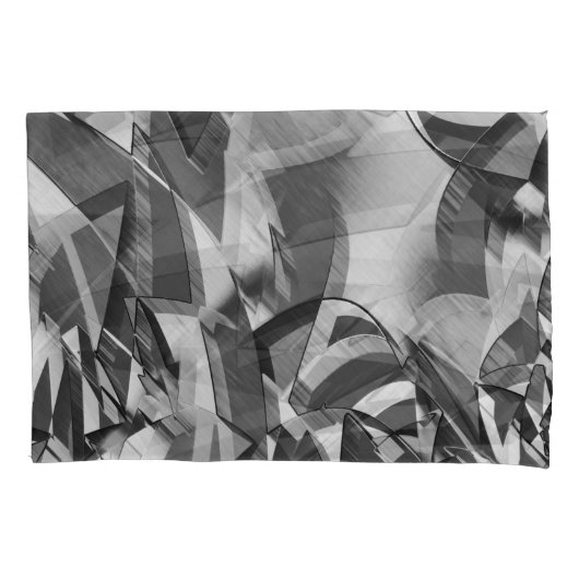 黒い霧雨の画像に灰色の筋が付いている 枕カバー (正面左)