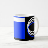 黒い青と白の丸のモダンマグカップ コーヒーマグカップ (正面右)