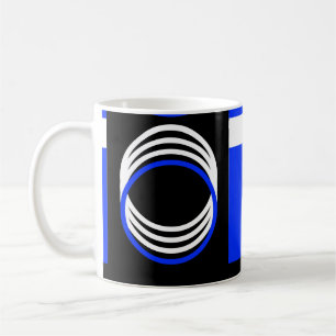 黒い青と白の丸のモダンマグカップ コーヒーマグカップ
