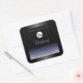 黒い青のグラデーション製品ラベルのグリッターロゴ スクエアシール (封筒)