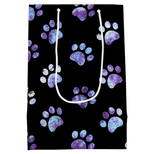 黒い青のテクスチャードされた前部印刷パターン ミディアムペーパーバッグ (裏面)