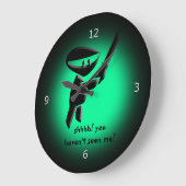 黒い静か忍者暗殺者,武装し、危険 ラージ壁時計 (傾斜)