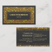 黒い革との金ゴールドの《写真》ぼけ味のグリッター 名刺 (正面/裏面)