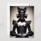 黒い革とガスマスクの女神はがき ポストカード (正面/裏面)