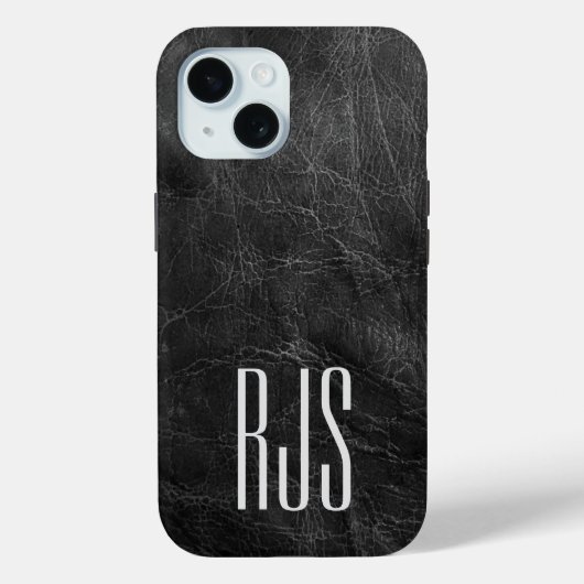黒い革にモノグラム Case-Mate iPhoneケース (裏面)