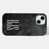 黒い革にモノグラム Case-Mate iPhoneケース (裏面 (横))