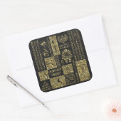 黒い革のエジプトの象形文字と記号 スクエアシール (封筒)